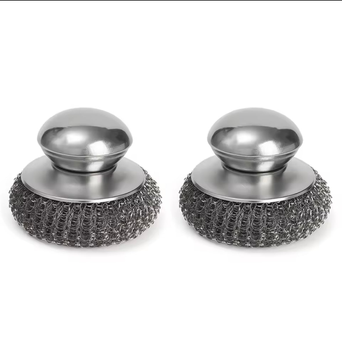 Kitchen Stainless Steel Pot Brush with Handles Dishwashing Wire Ball 2 Pcs