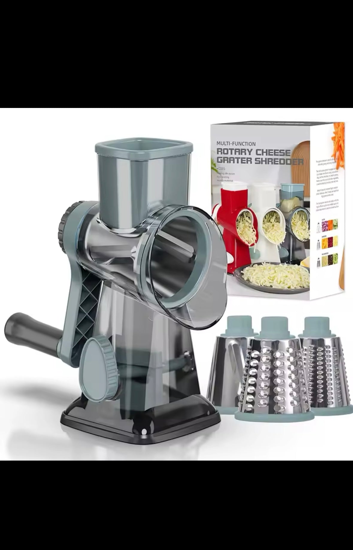 3 in 1 Rotary Cheese Grater Versatile Manual Vegetable slicer