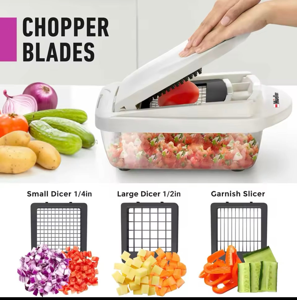 Mueller Pro-Series 0-in-1,8Blade Vegetable Chopper