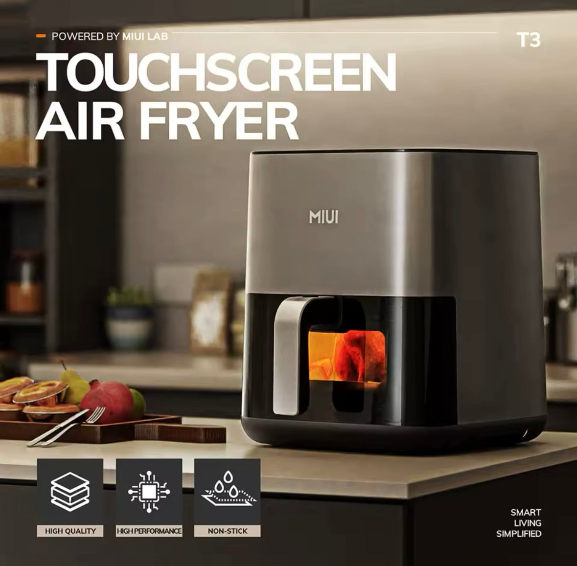 MIUI 5L Air Fryer, Electric Hot fryer Oven Oilless Cooker with Touch Control